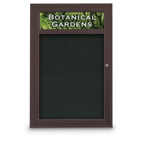 Indoor Enclosed Combo Board, 42"x32", Black Frame/Grey & Cloud
